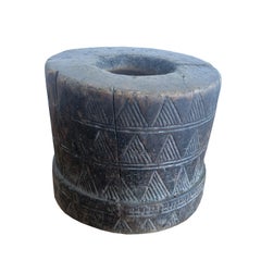 African Tribal Coffee Mortar in Carved Wood from the Kaffa People in Ethiopia