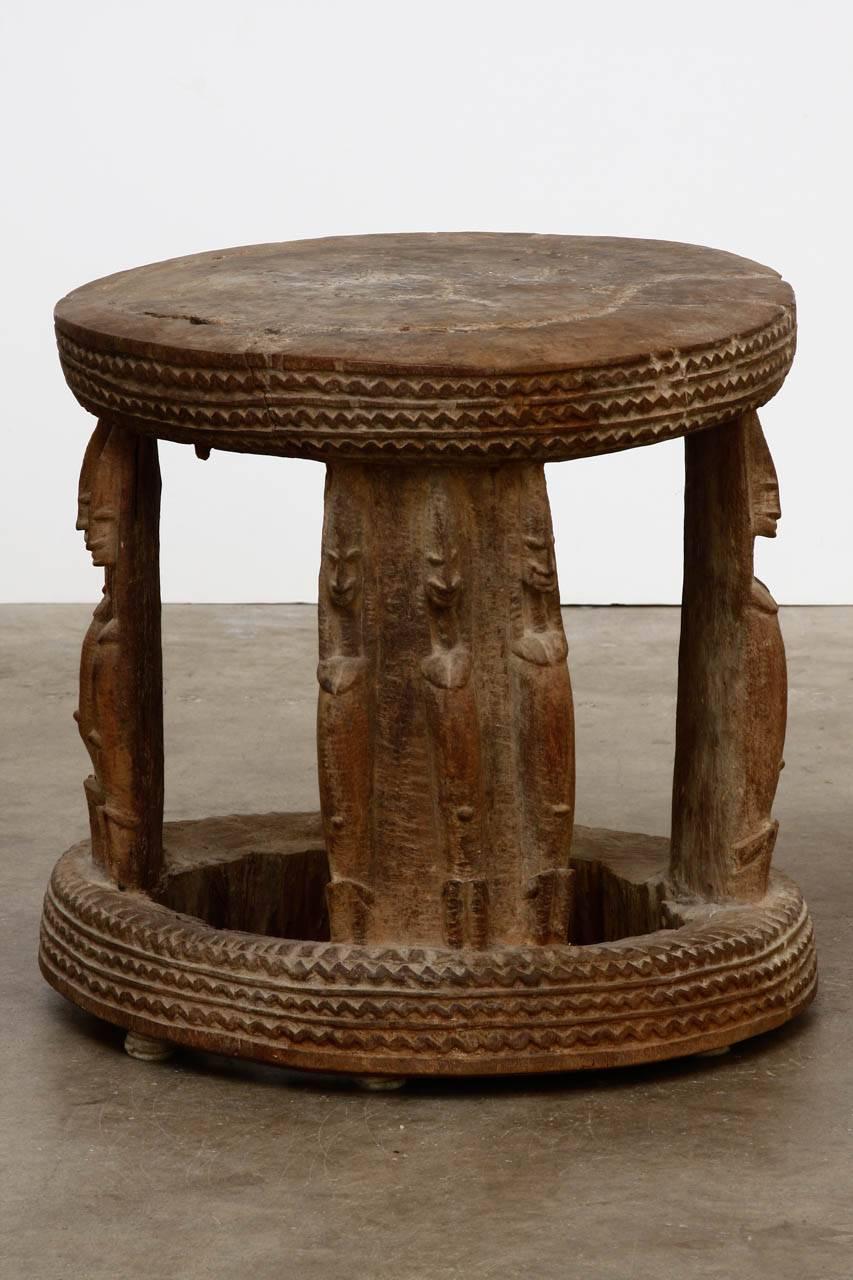 African Carved Stool or Drinks Table In Distressed Condition In Rio Vista, CA