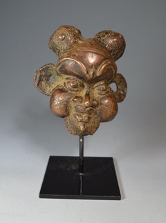 African Tribal Fine Rare Antique Bamileke Bronze Head