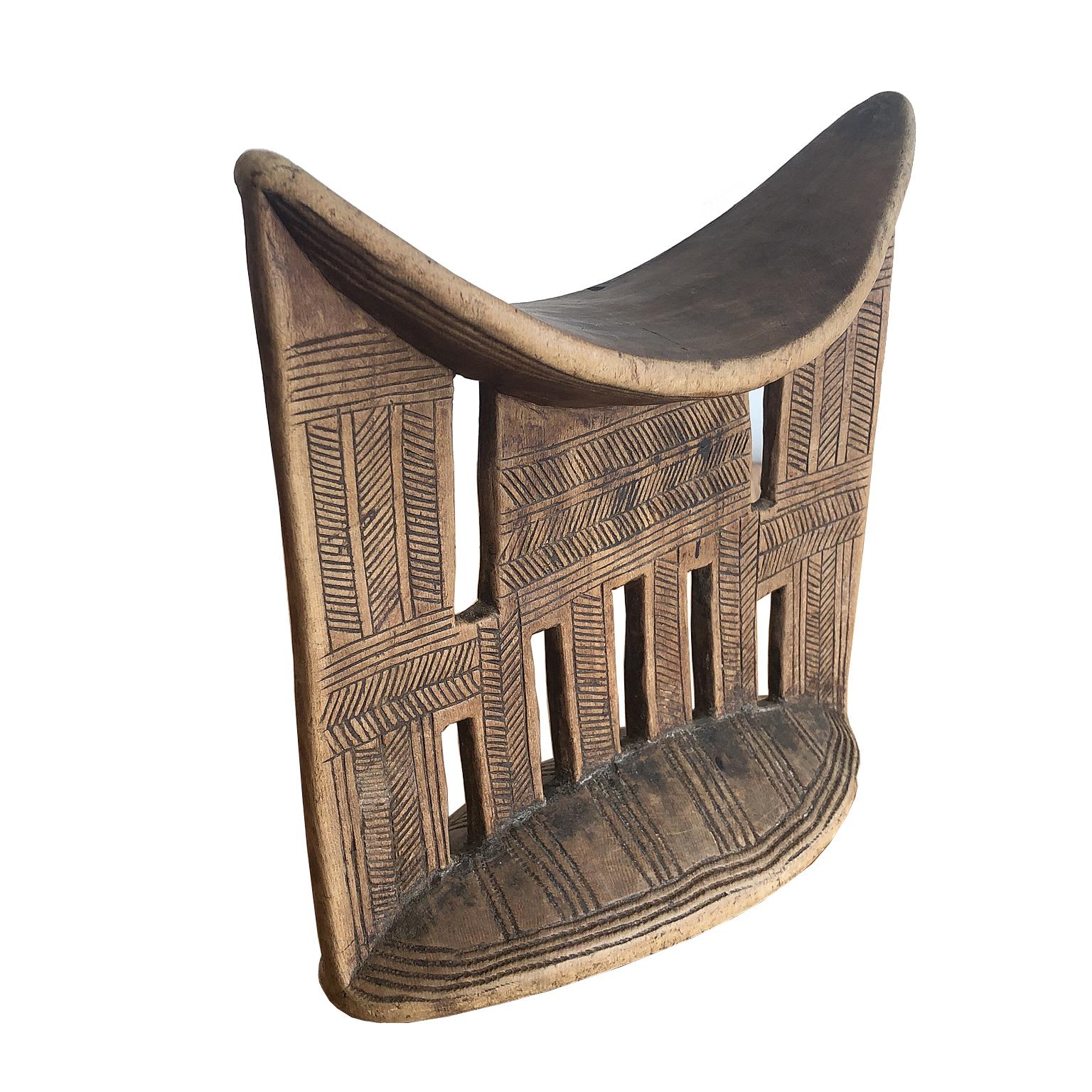 Ethiopian African Tribal Headrest in Carved Wood from the Sidama People of Ethiopia