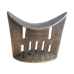 African Tribal Headrest in Carved Wood from the Sidama People of Ethiopia