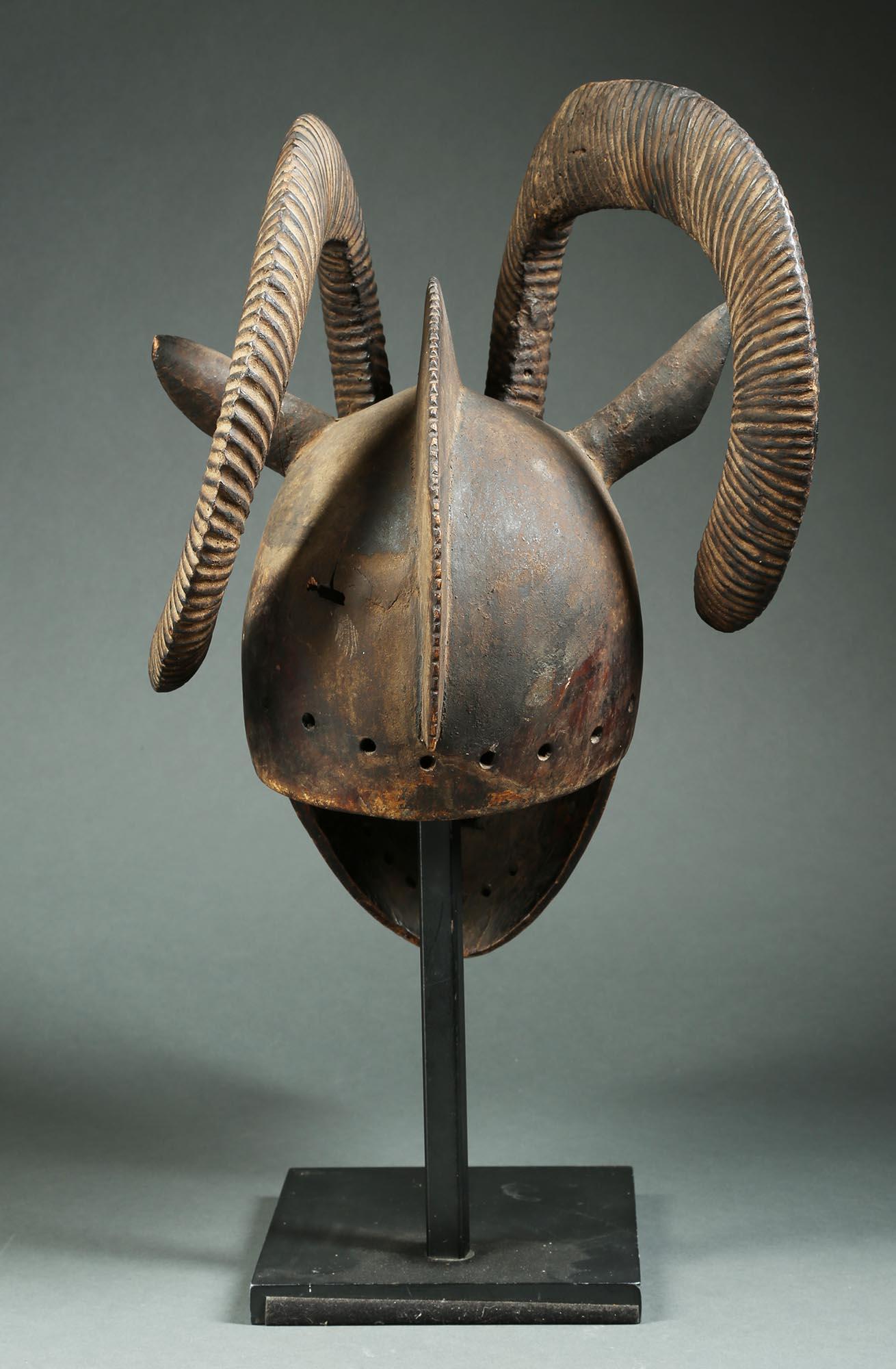 Burkinabe African Tribal Large Ram Mask, Bobo Burkina Faso Early 20th Century Africa