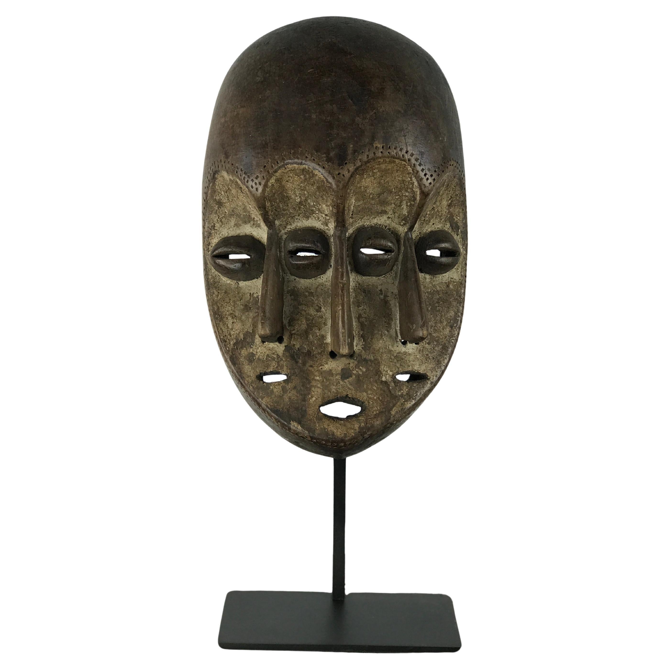 African Tribal Mask with Three Faces – Lega People, Congo, 20th Century For Sale