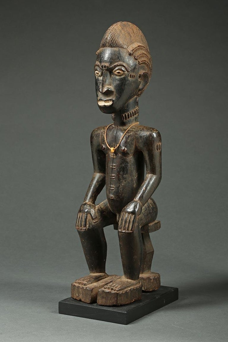 African Tribal Seated Baule Male Figure, Ivory Coast, Africa at 1stDibs