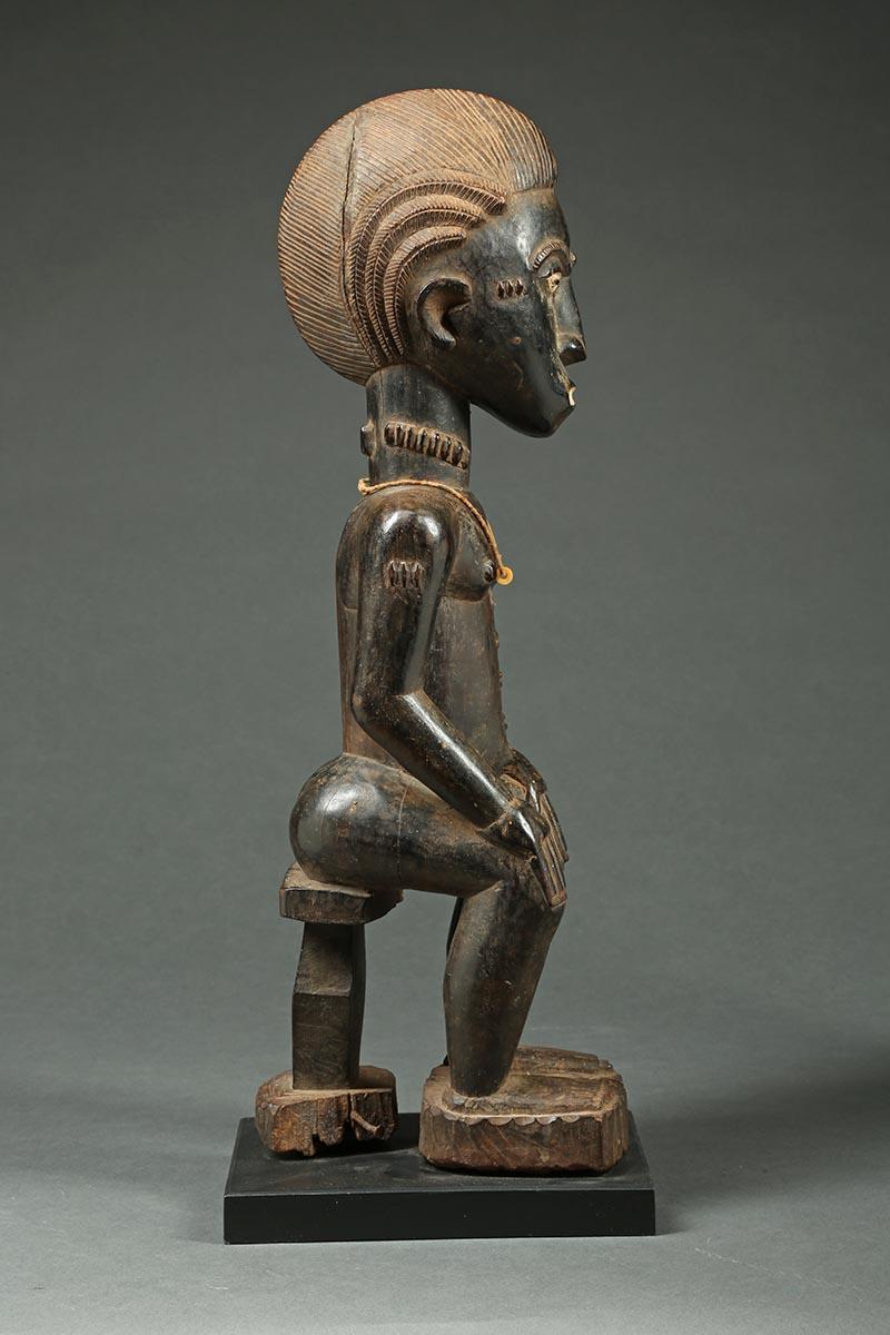 20th Century African Tribal Seated Baule Male Figure, Ivory Coast, Africa