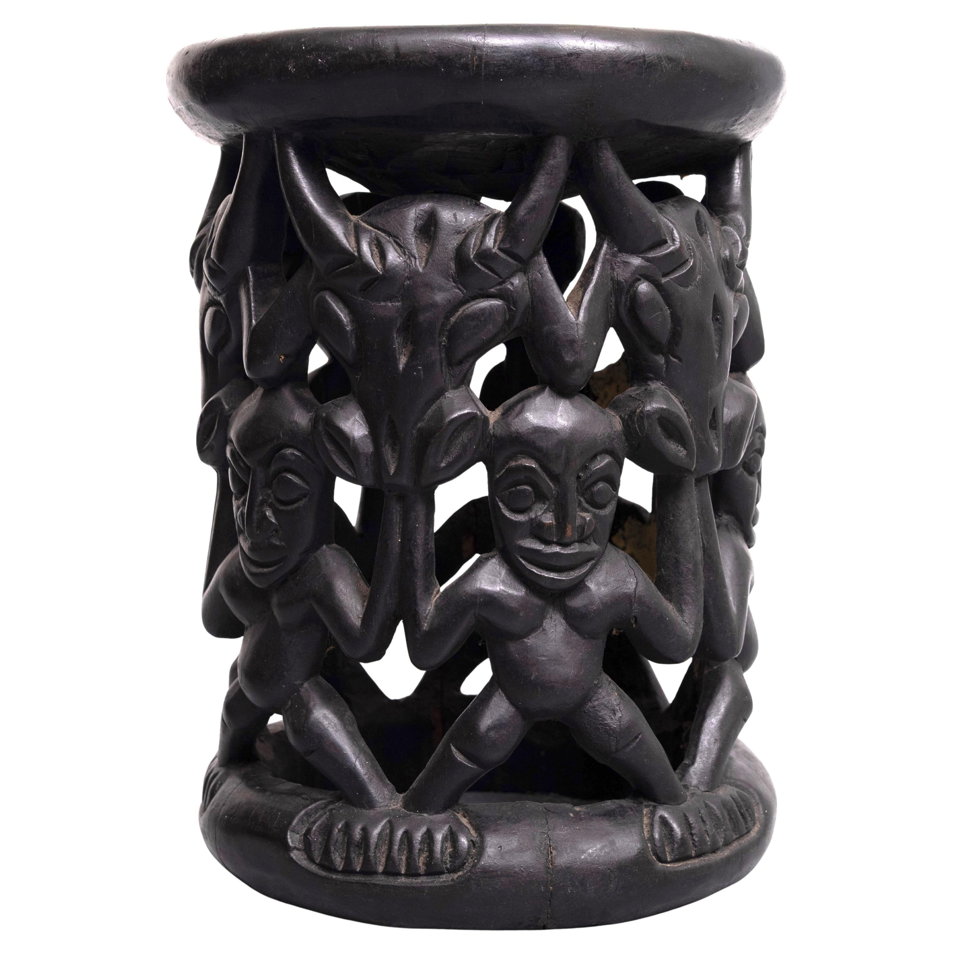 African tribal stool amileke, Cameroon Africa, 1950's For Sale