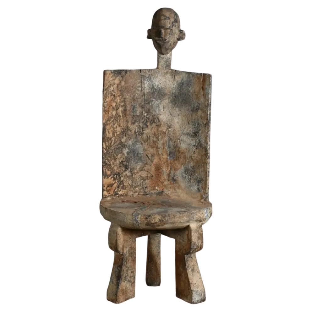African Tribal Stool in Patinated Wood, Primitive Style, Tanzania For Sale