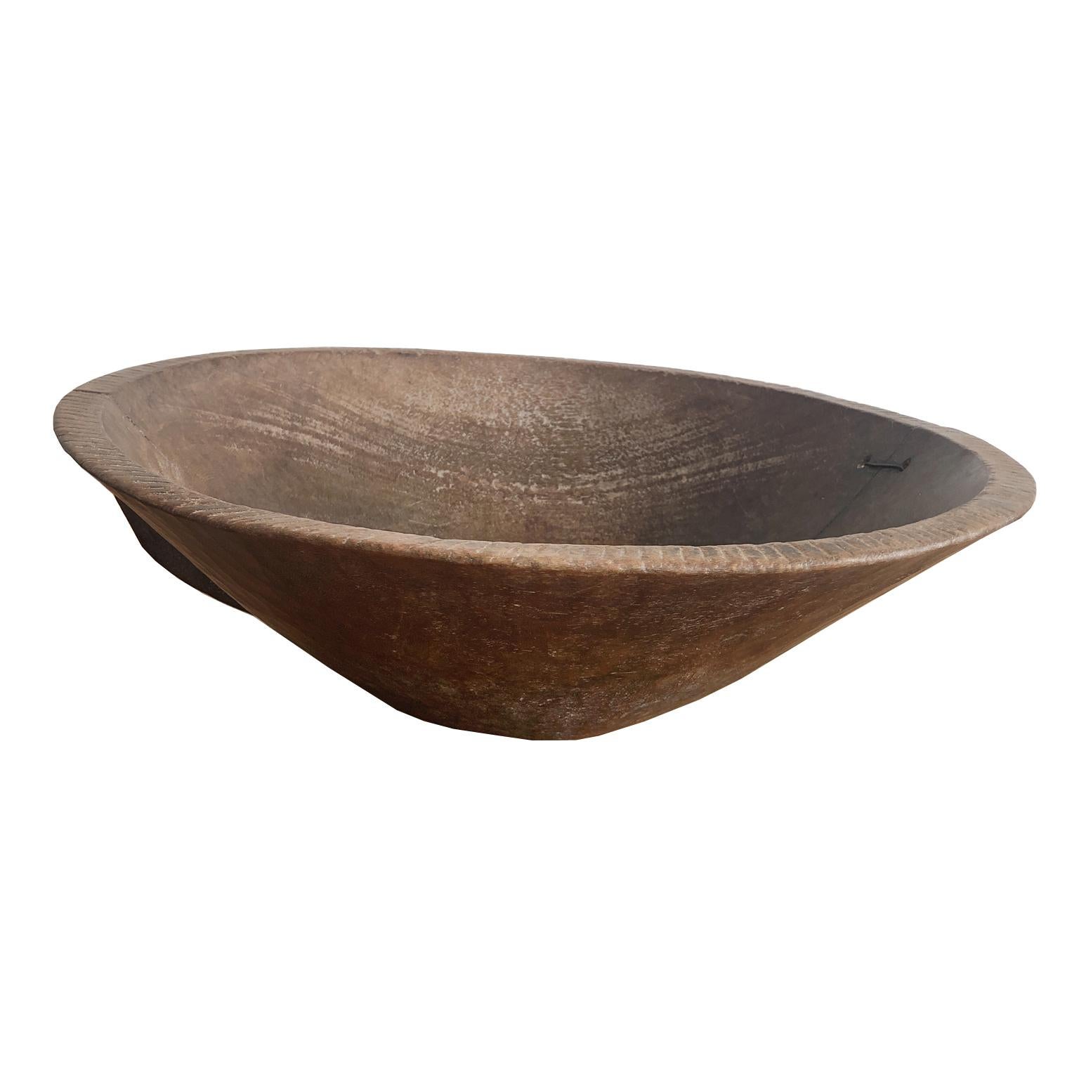 Hand-Carved African Tribal Utilitarian Bowl from the Karo or Gala People in Ethiopia