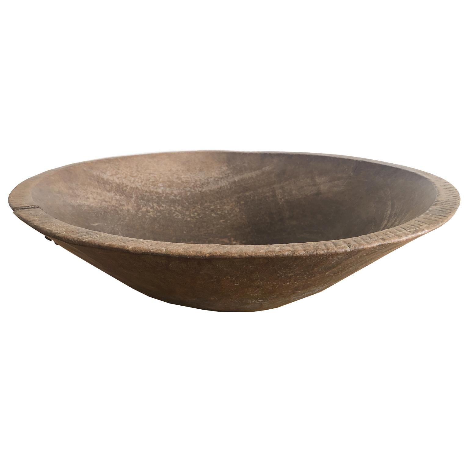 Wood African Tribal Utilitarian Bowl from the Karo or Gala People in Ethiopia
