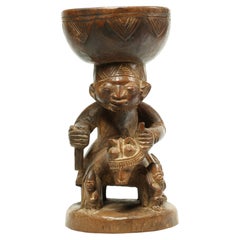African Tribal Yoruba, Nigeria Rider Figure Offering Bowl Early 20th Century