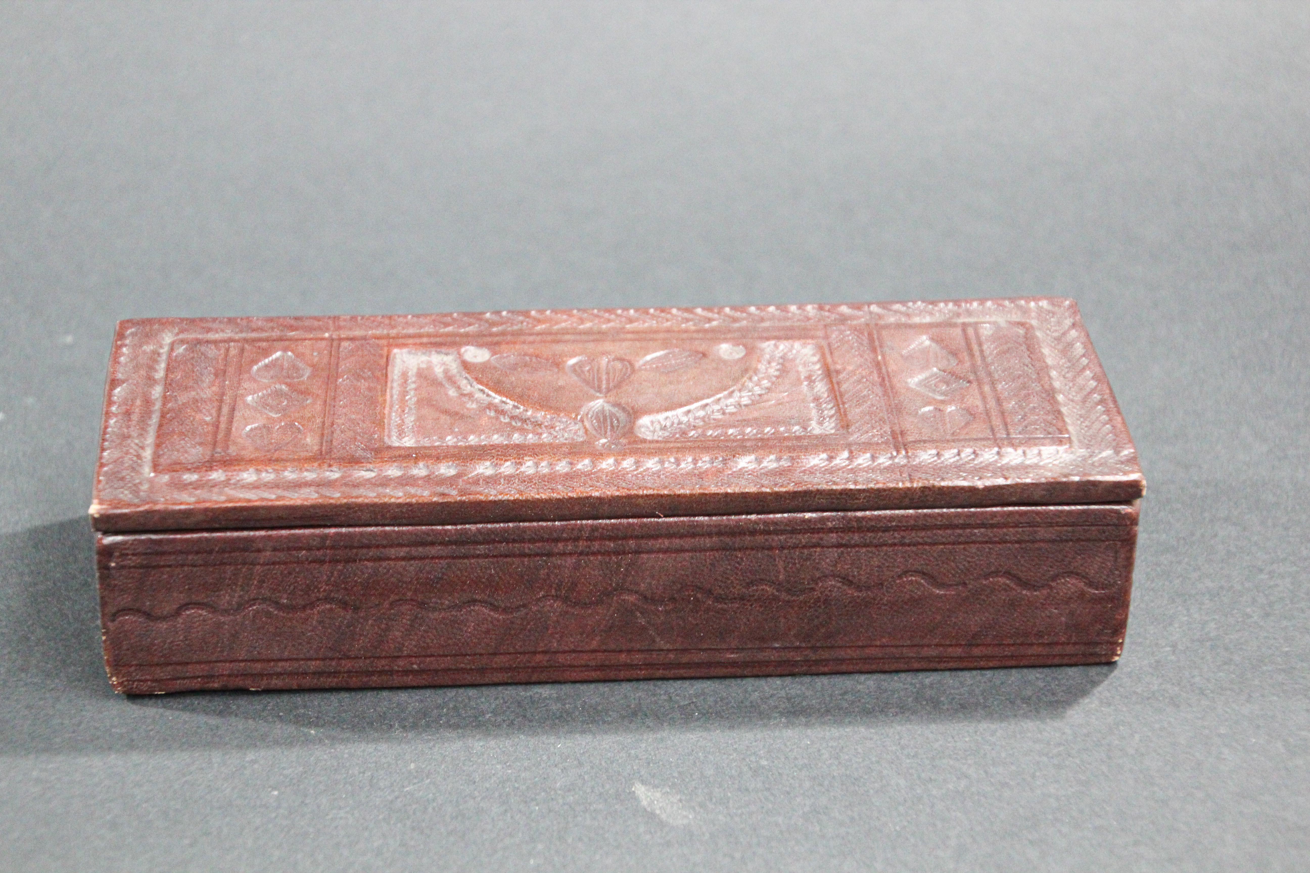 African Tuareg Hand-Tooled Brown Leather Box For Sale 2