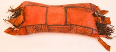 African Tuareg Hand-Tooled Leather Pillow with Fringes