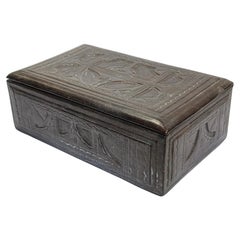African Tuareg Large Hand-Tooled Brown Leather Box