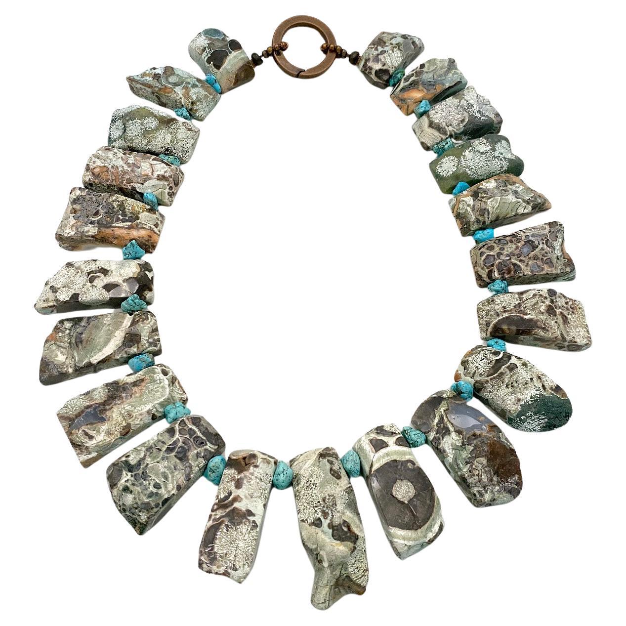 Collana a due lati in turchese africano in vendita