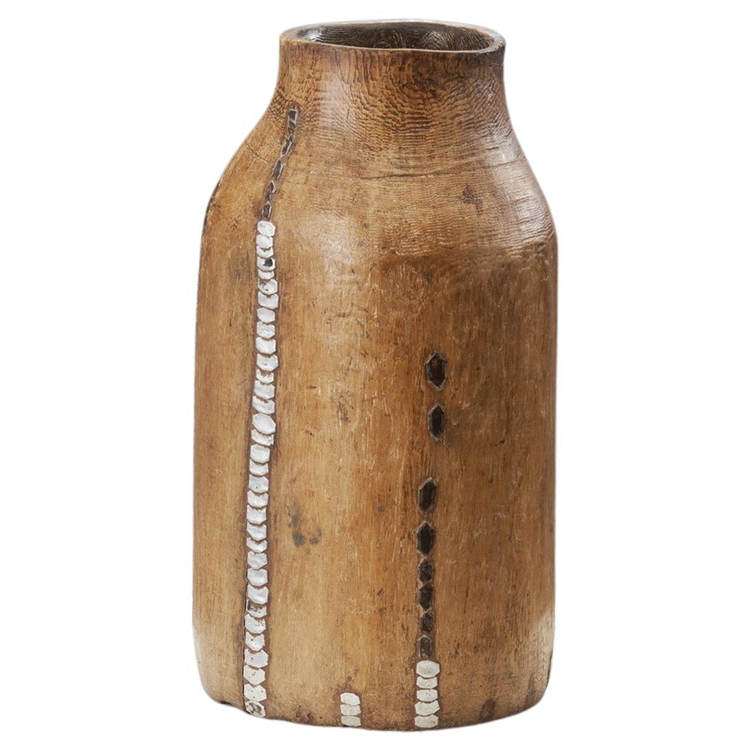 Afrikanischer Milchbehälter aus Tutsi-Holz, Rwanda, frühes 20. Jahrhundert