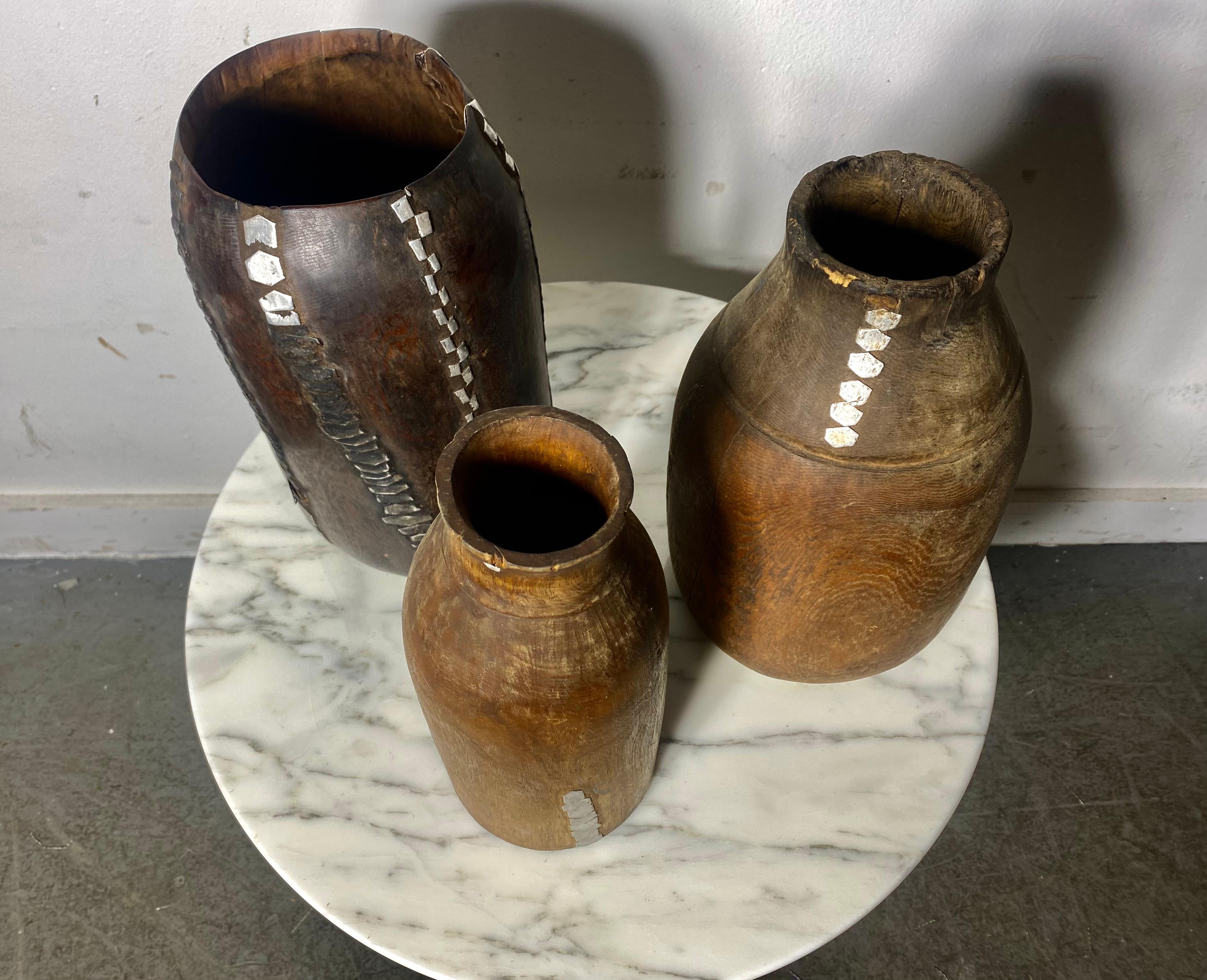 African Tutsi Wood Milk Containers, Rwanda Early 20th Century In Distressed Condition For Sale In Buffalo, NY