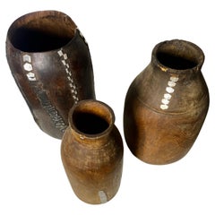 Vintage African Tutsi Wood Milk Containers, Rwanda Early 20th Century