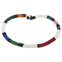 African Urembo Beaded Vintage Necklace Choker by the Maasai Tribe Kenya