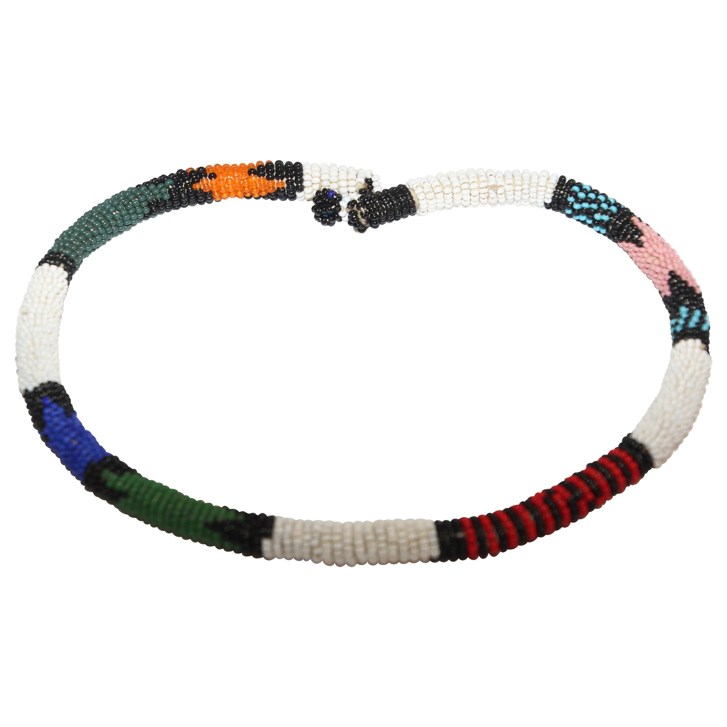 African Urembo Beaded Vintage Necklace Choker by the Maasai Tribe Kenya For Sale