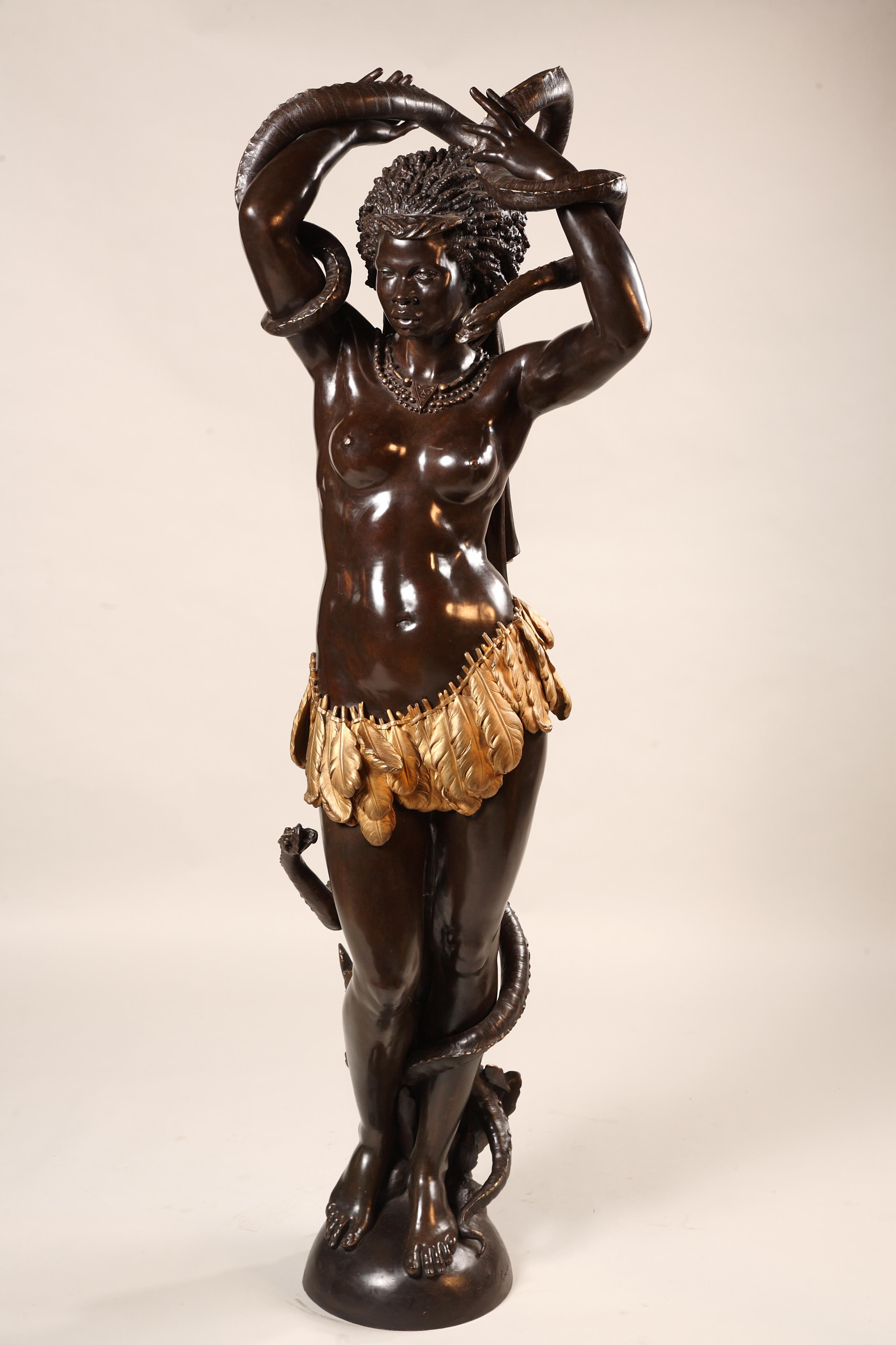 Dorato Scultura in bronzo 'Venere africana' di C. Marnyhac, Francia, 1878 circa in vendita