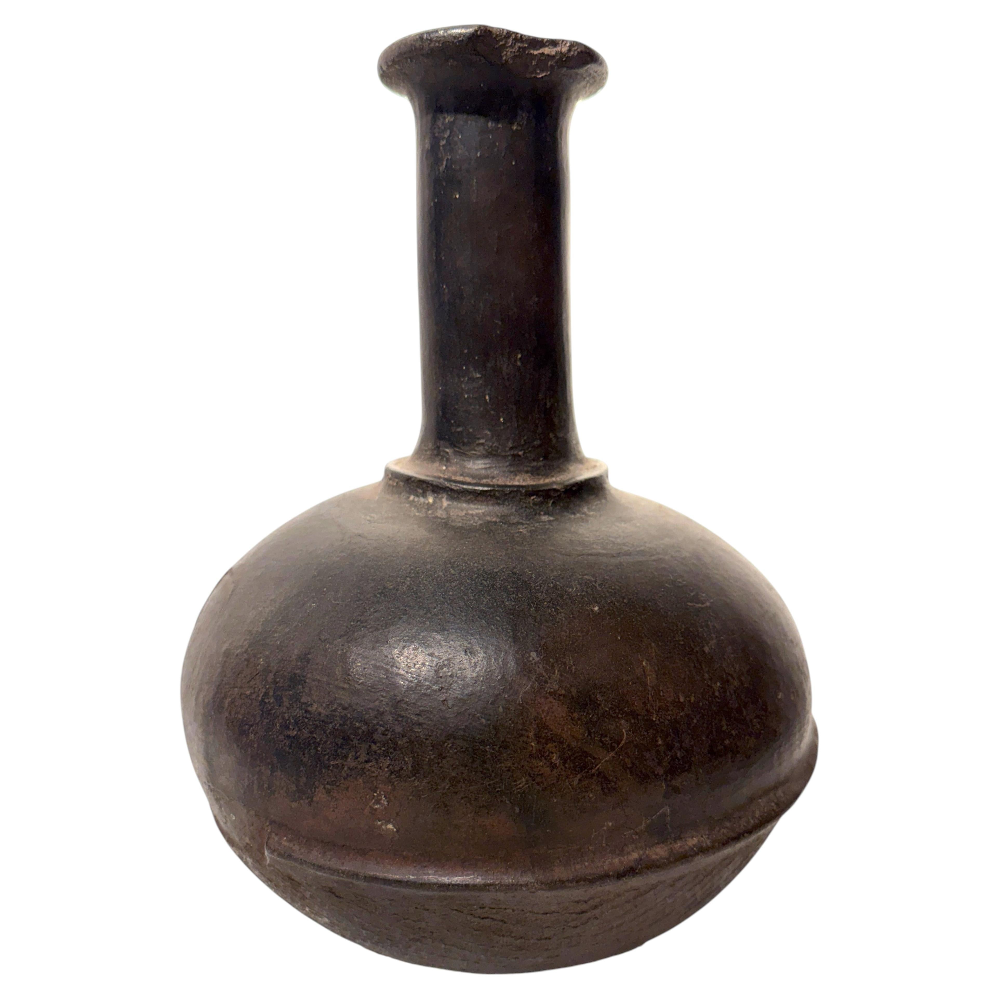 African Vessel, Hand Built Ceramic, Well Patinaed, on a Display Stand
