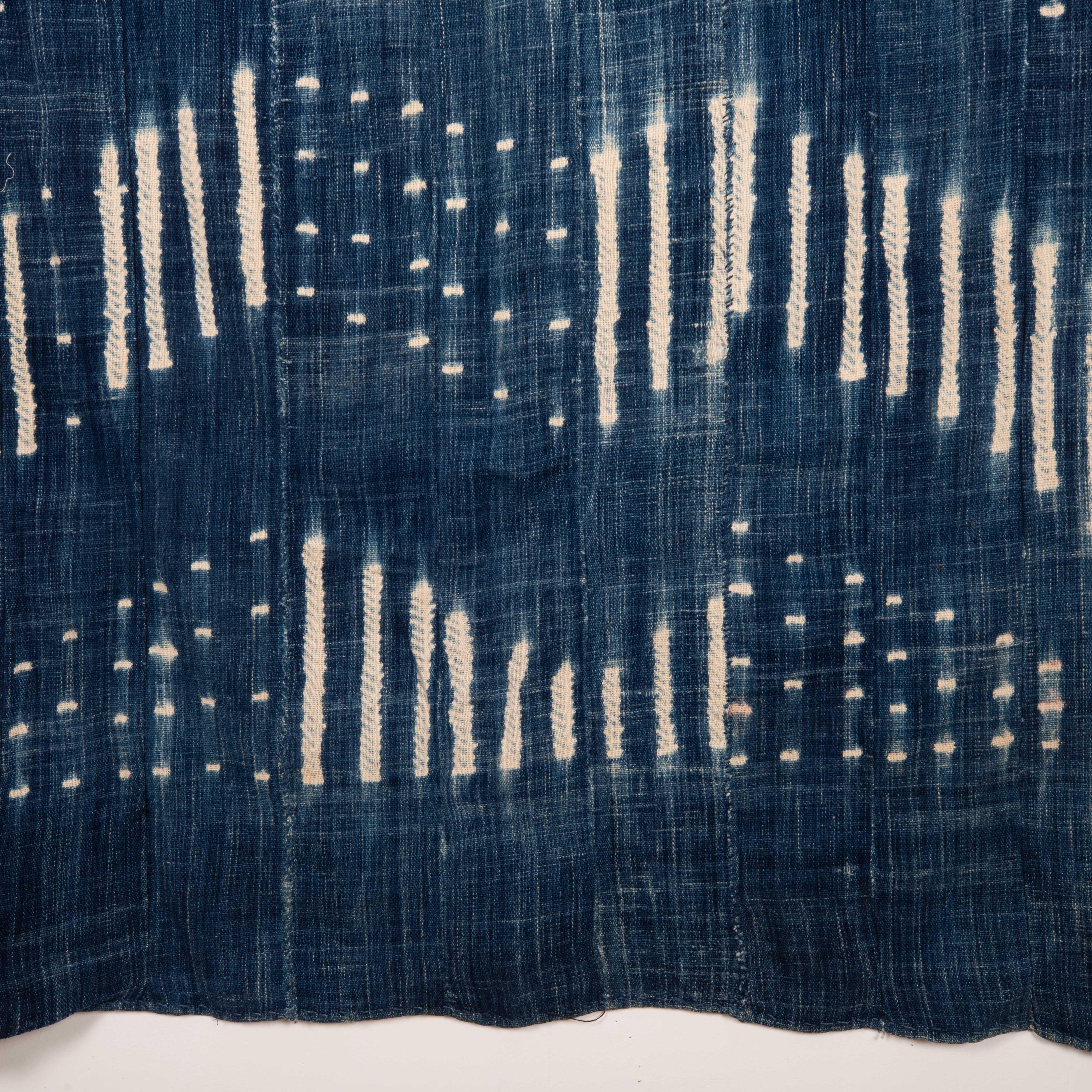 Batik Tissu africain vintage indigo, Mali en vente