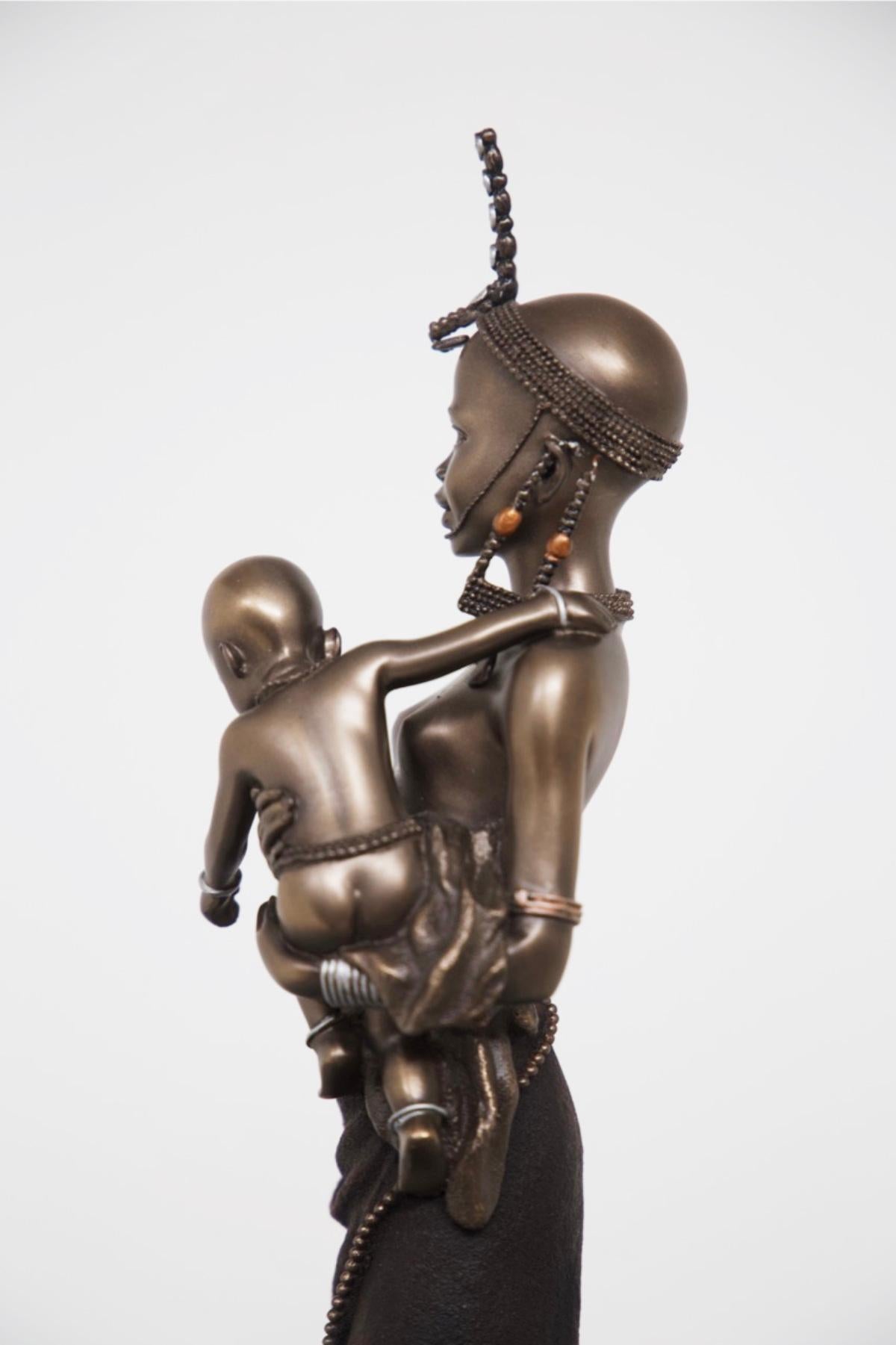 Central African African Vintage Statue Mama Africa 'Masai', Limited Edition For Sale