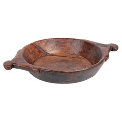 African Retro Twin Handled Hand Carved Wooden Bowl