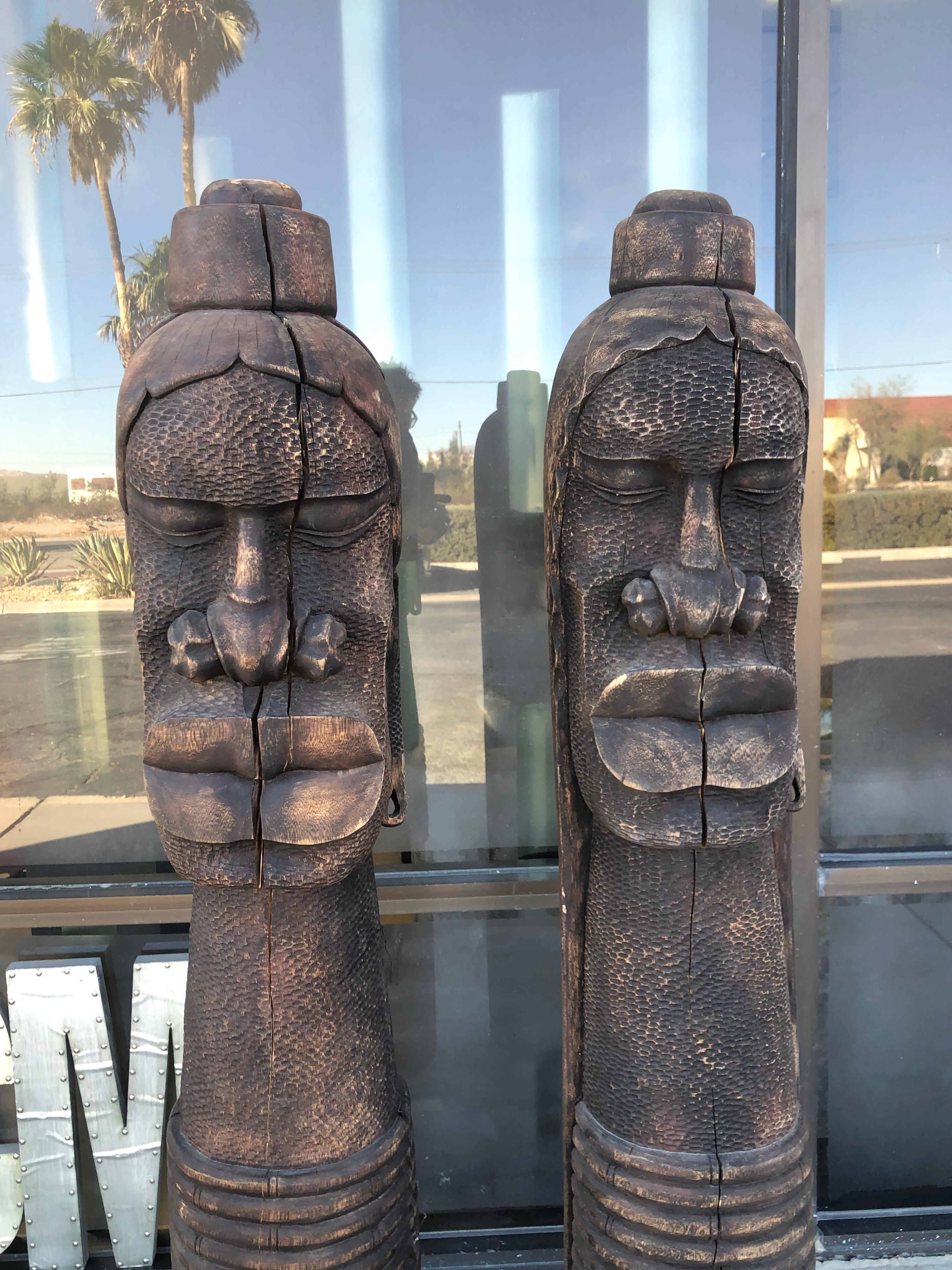 This statue was part of a collection that belonged to the late actor William Holden. He purchased all this African art for his beautiful estate in Palm Springs California.
This pair in particular is of a Masai tribe man and woman is from circa