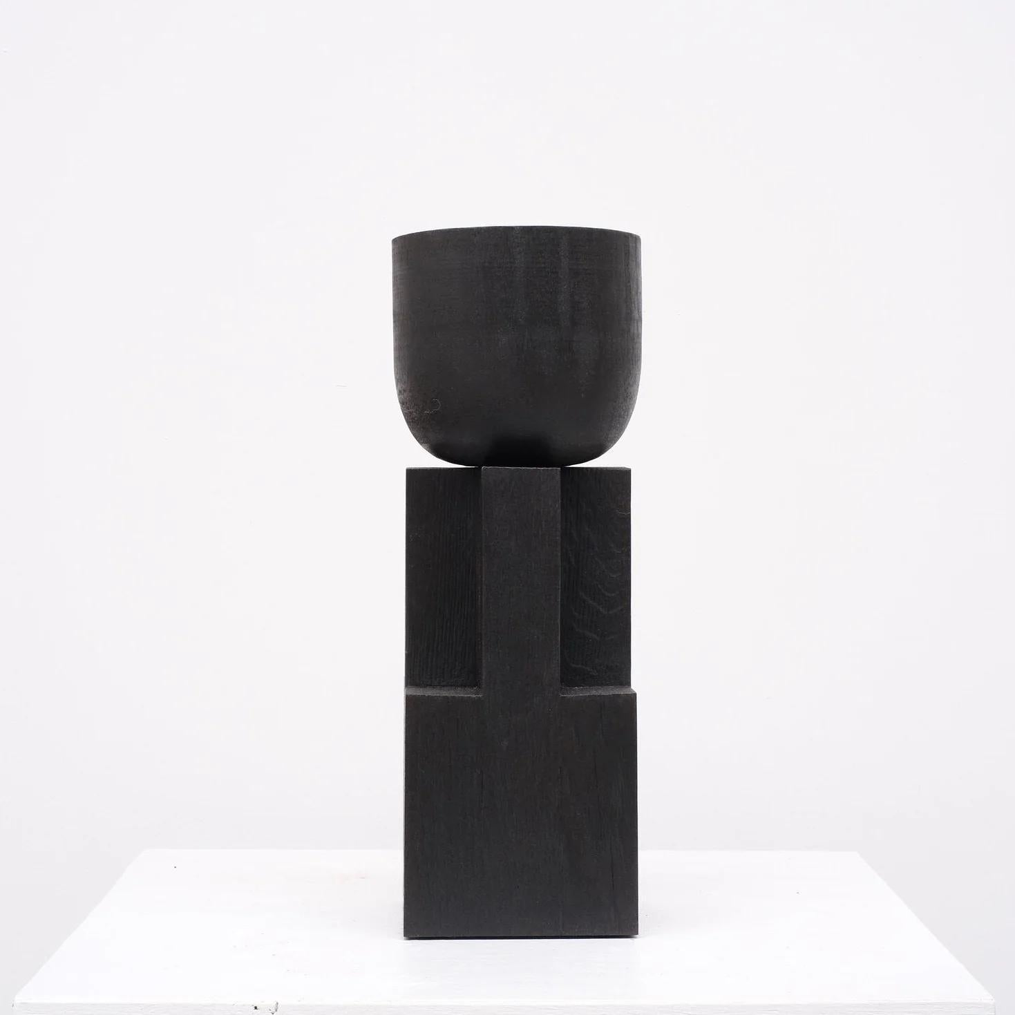 Belgian African Walnut Goblet Vase by Arno Declercq For Sale