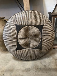 African Warrior Shield with Wood Carved Pattern #2