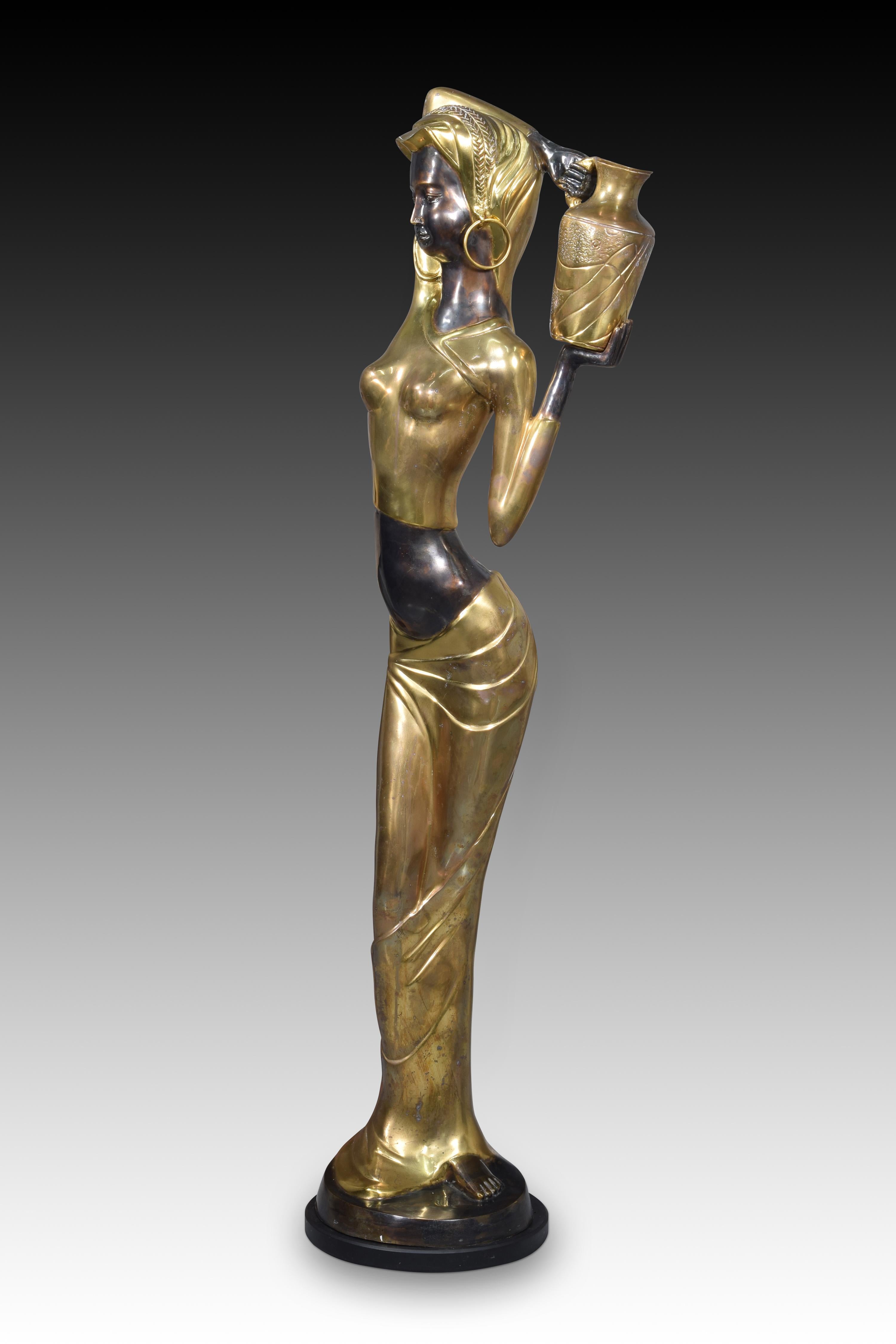 African water bearer. Bronze. 20th century In Good Condition In Madrid, ES