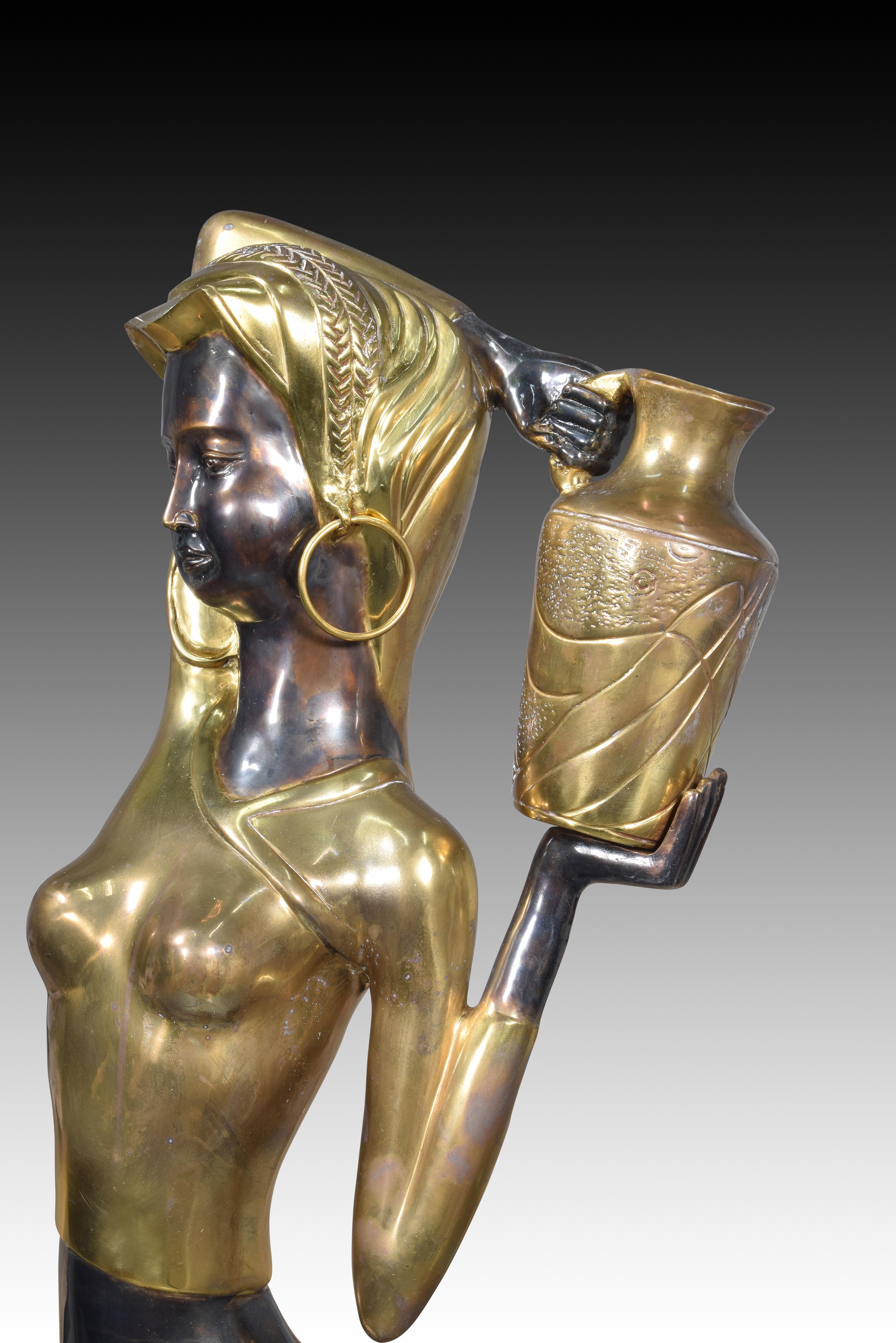 20th Century African water bearer. Bronze. 20th century