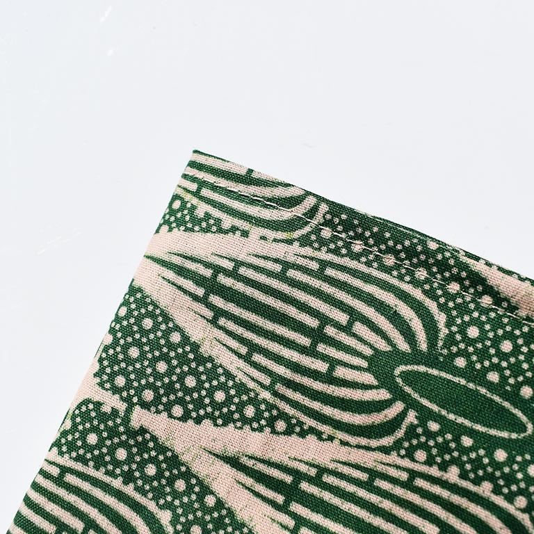 African Wax Formal Cloth Dinner Napkins in Green Block Print, Set of 4 In New Condition In Oklahoma City, OK