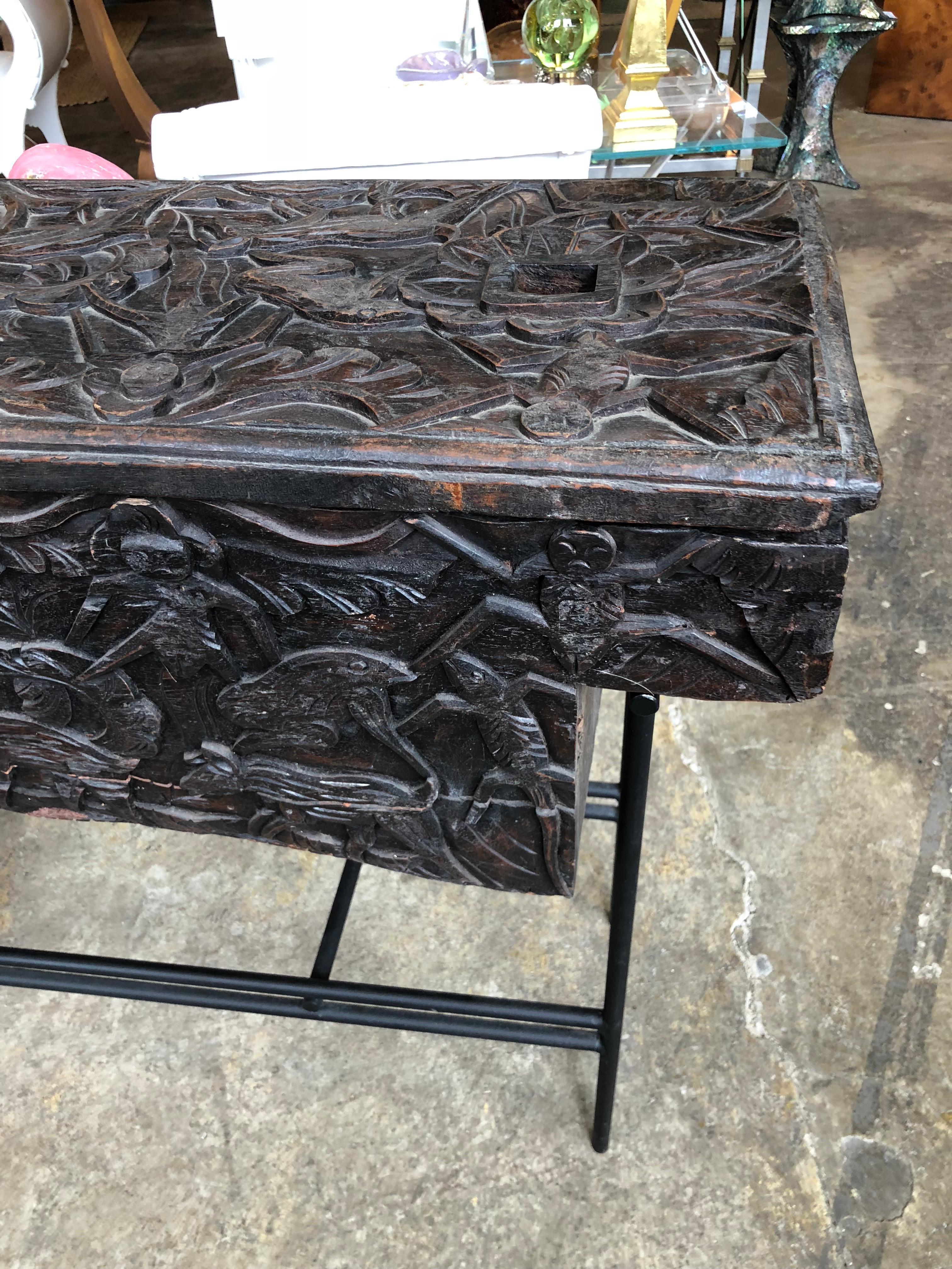 Carved African Wedding Chest on Stand