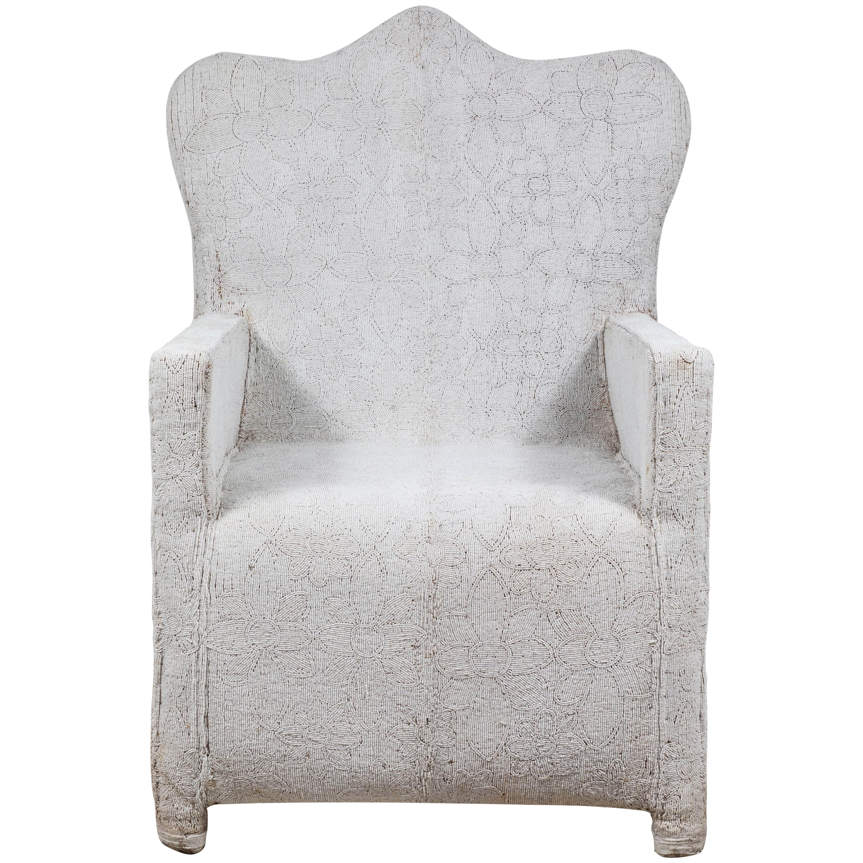 African White Beaded Chair, Nigeria, Nobility Chair