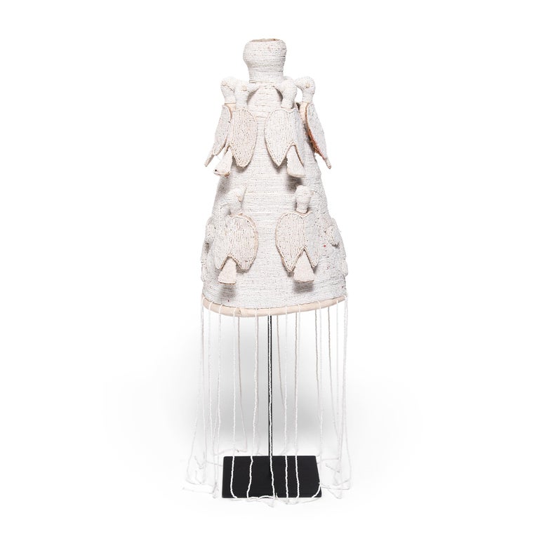 African White Yoruba Beaded Oba Crown at 1stDibs