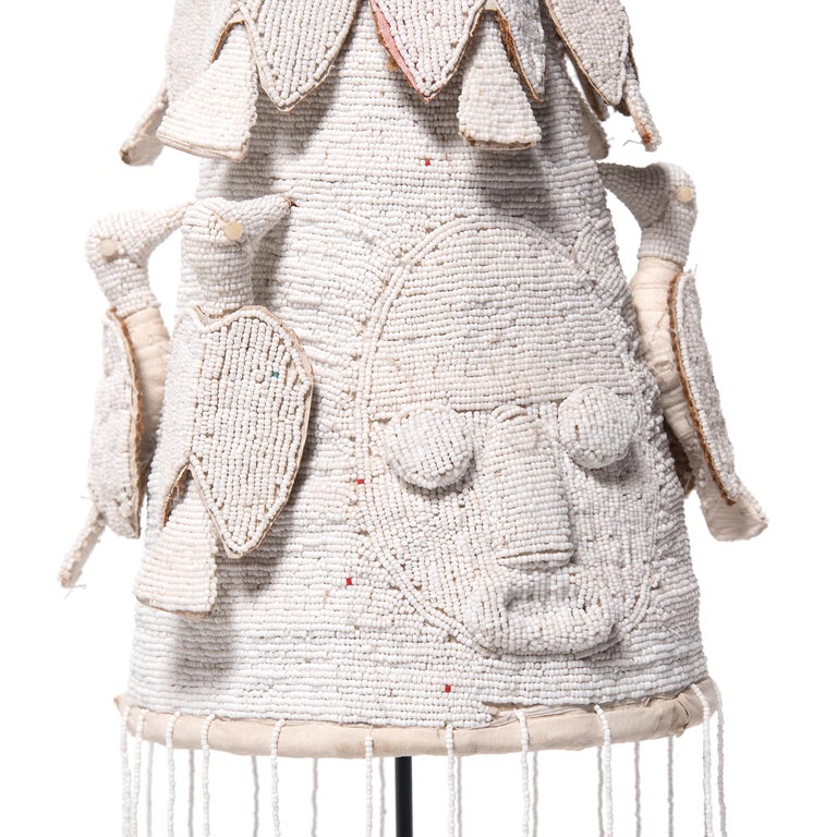 African White Yoruba Beaded Oba Crown at 1stDibs