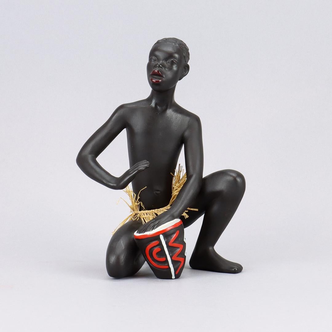 Austrian African with Drum Gmundner Keramik For Sale