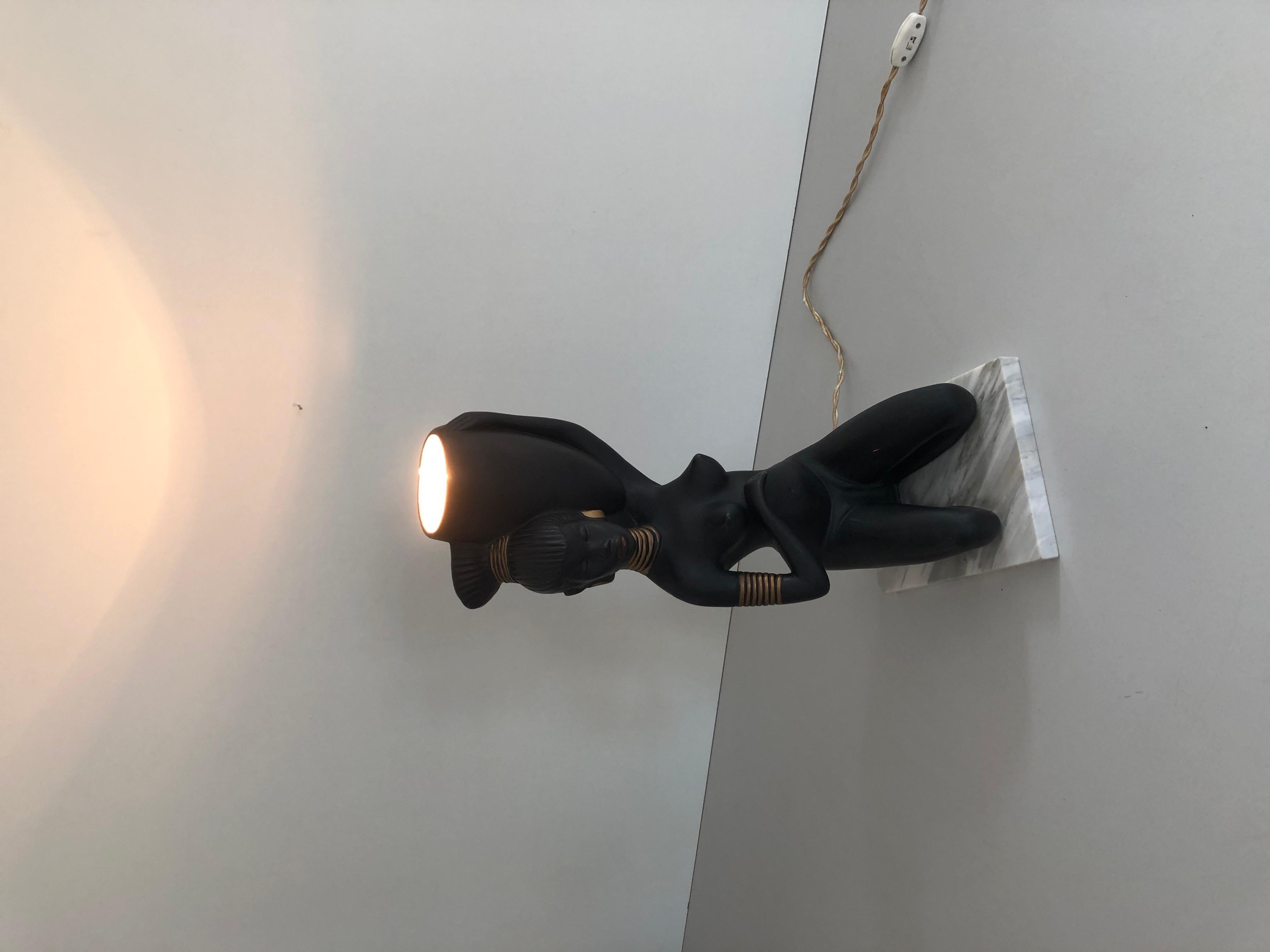 African Woman Ceramic Large Table Lamp, 1960s, Italy For Sale 5
