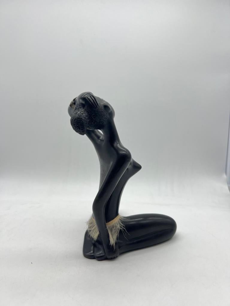 signed African Woman Figurine Sculpture by Leopold Anzengruber, Austria Vienna, For Sale 2