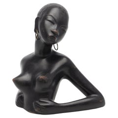 African Woman Figurine Sculpture By Leopold Anzengruber