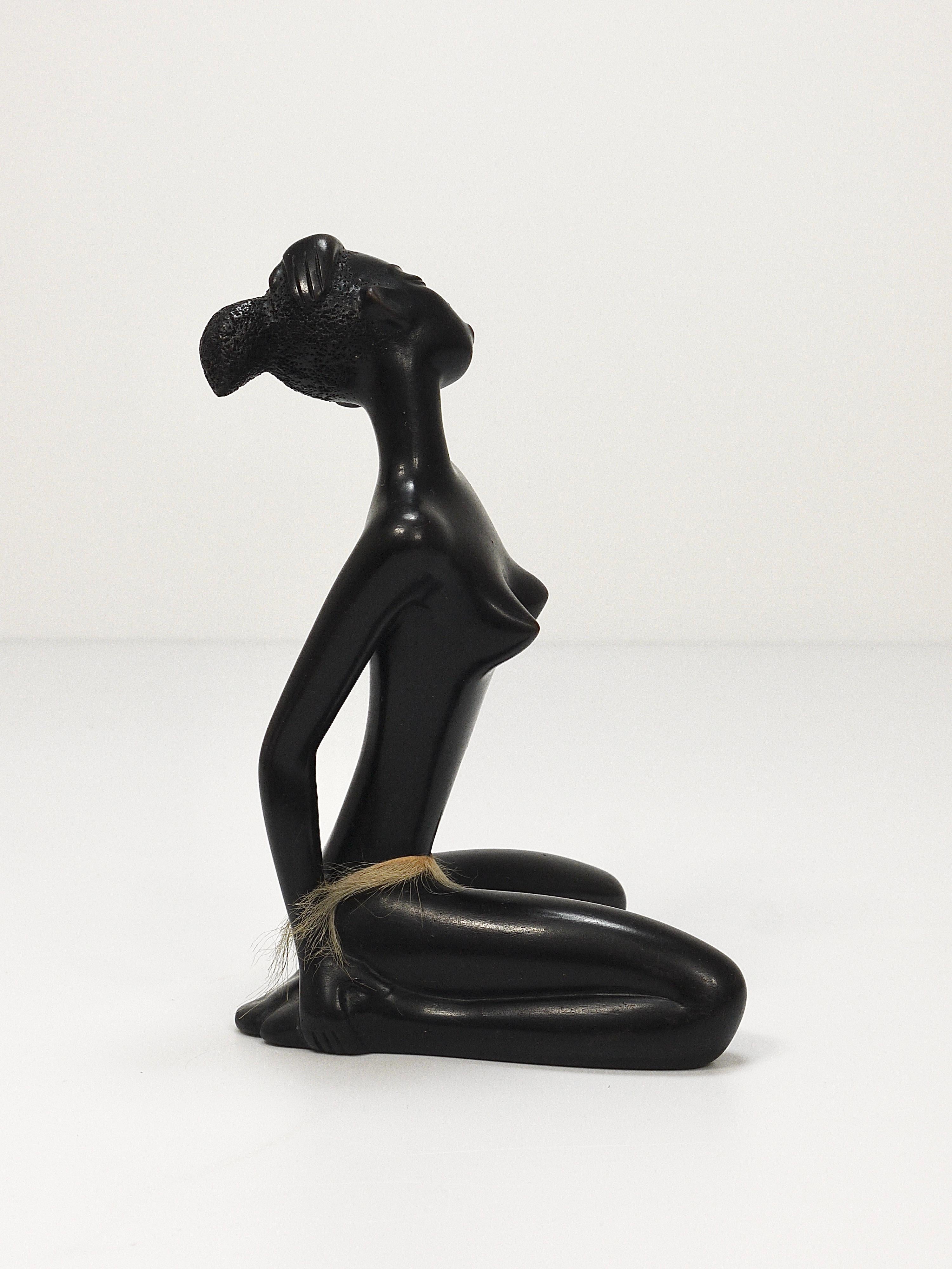 African Woman Figurine Sculpture by Leopold Anzengruber, Vienna, Austria, 1950s For Sale 4
