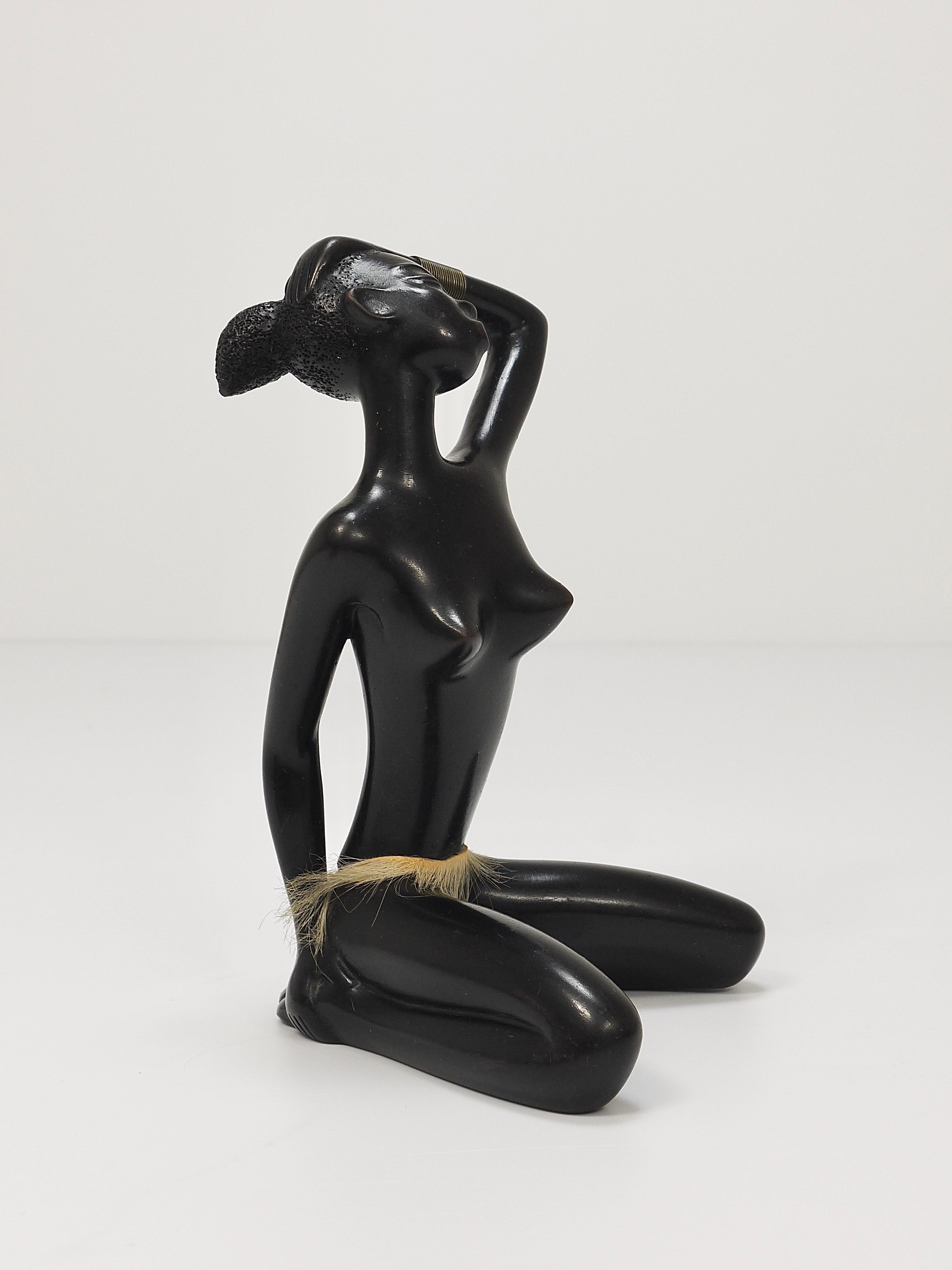 African Woman Figurine Sculpture by Leopold Anzengruber, Vienna, Austria, 1950s For Sale 5