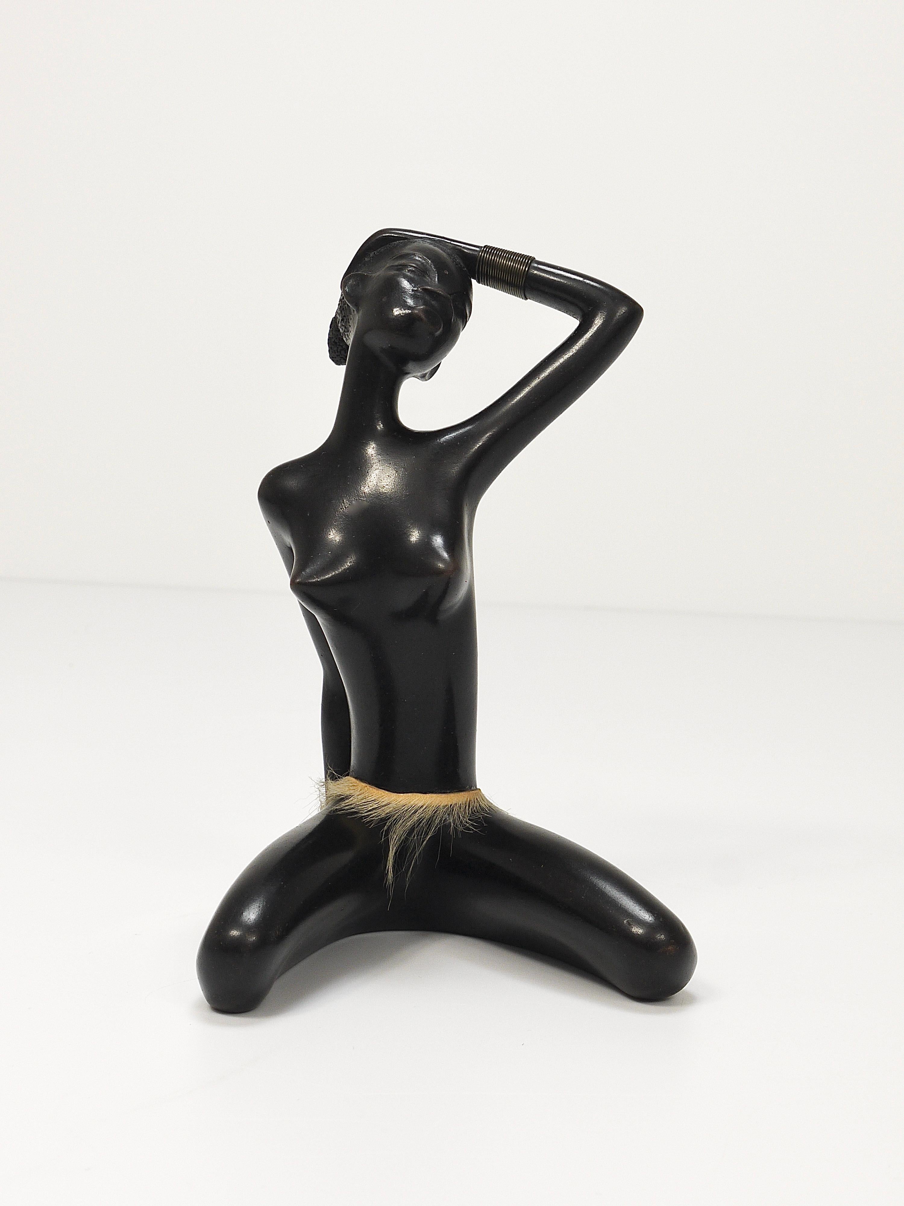 African Woman Figurine Sculpture by Leopold Anzengruber, Vienna, Austria, 1950s For Sale 6