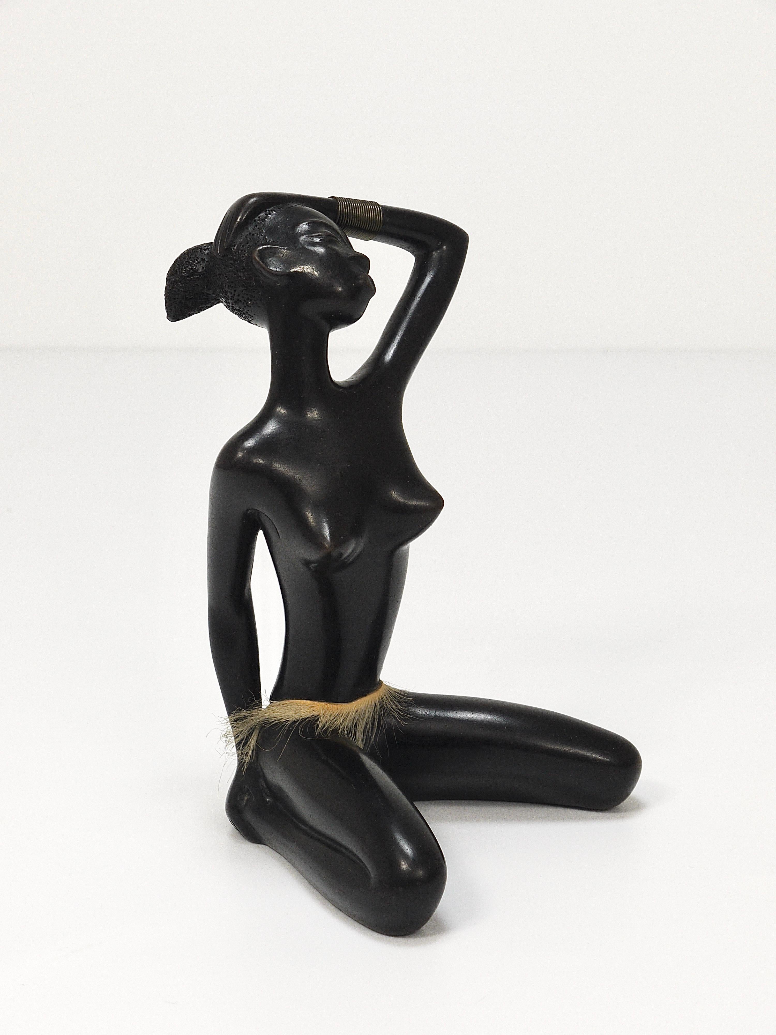 African Woman Figurine Sculpture by Leopold Anzengruber, Vienna, Austria, 1950s For Sale 7