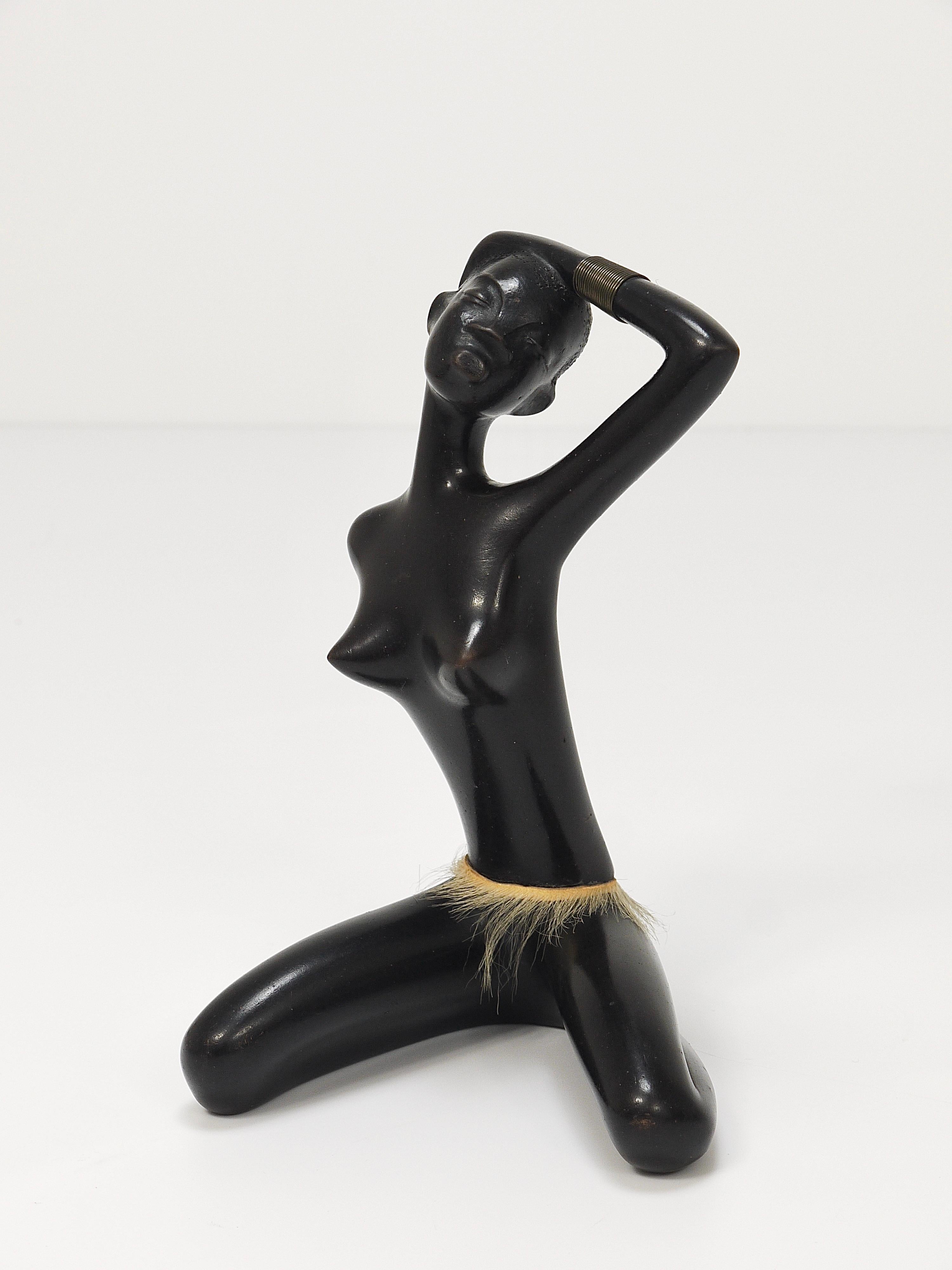 African Woman Figurine Sculpture by Leopold Anzengruber, Vienna, Austria, 1950s For Sale 8