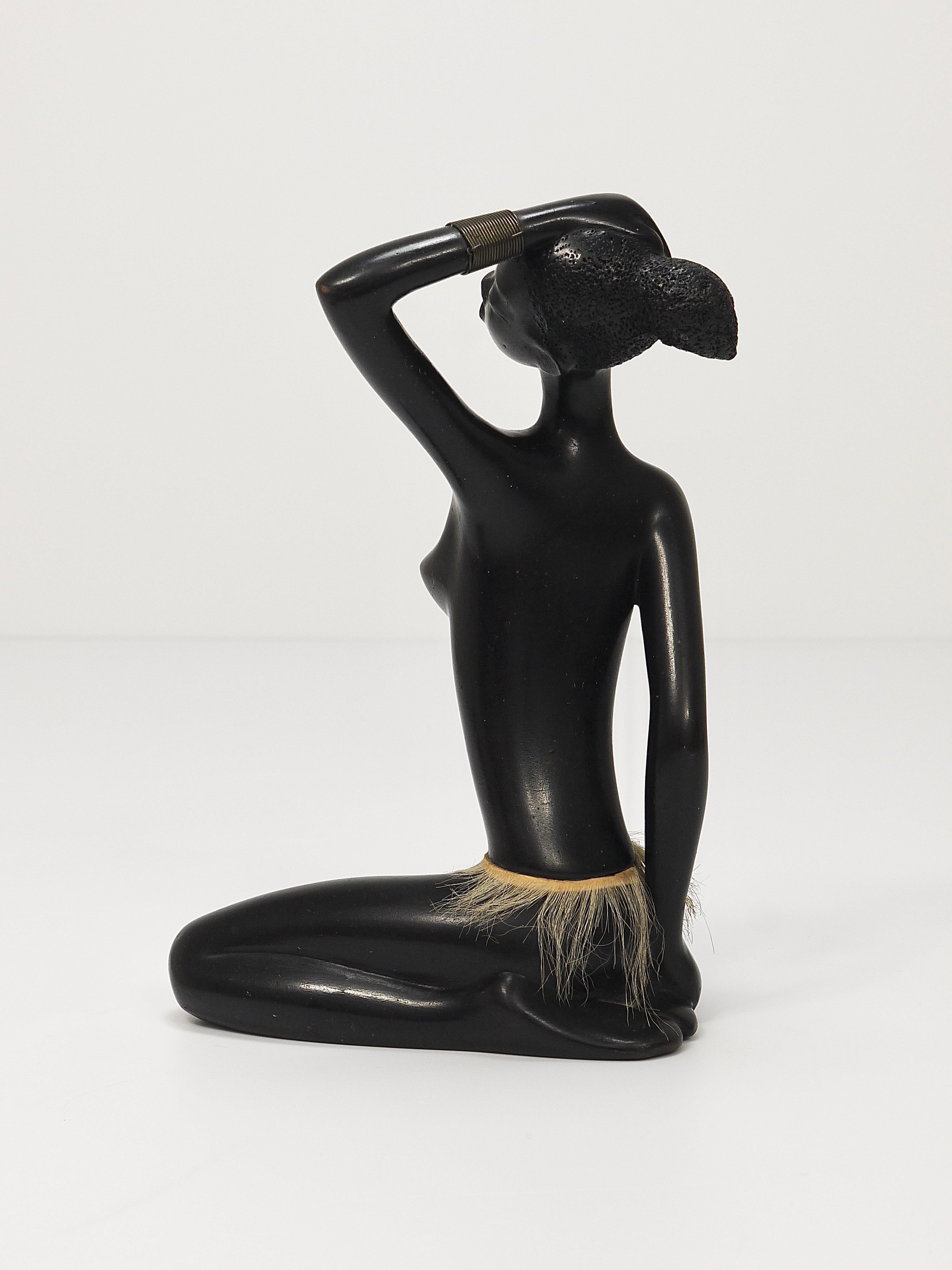 African Woman Figurine Sculpture by Leopold Anzengruber, Vienna, Austria, 1950s For Sale 2
