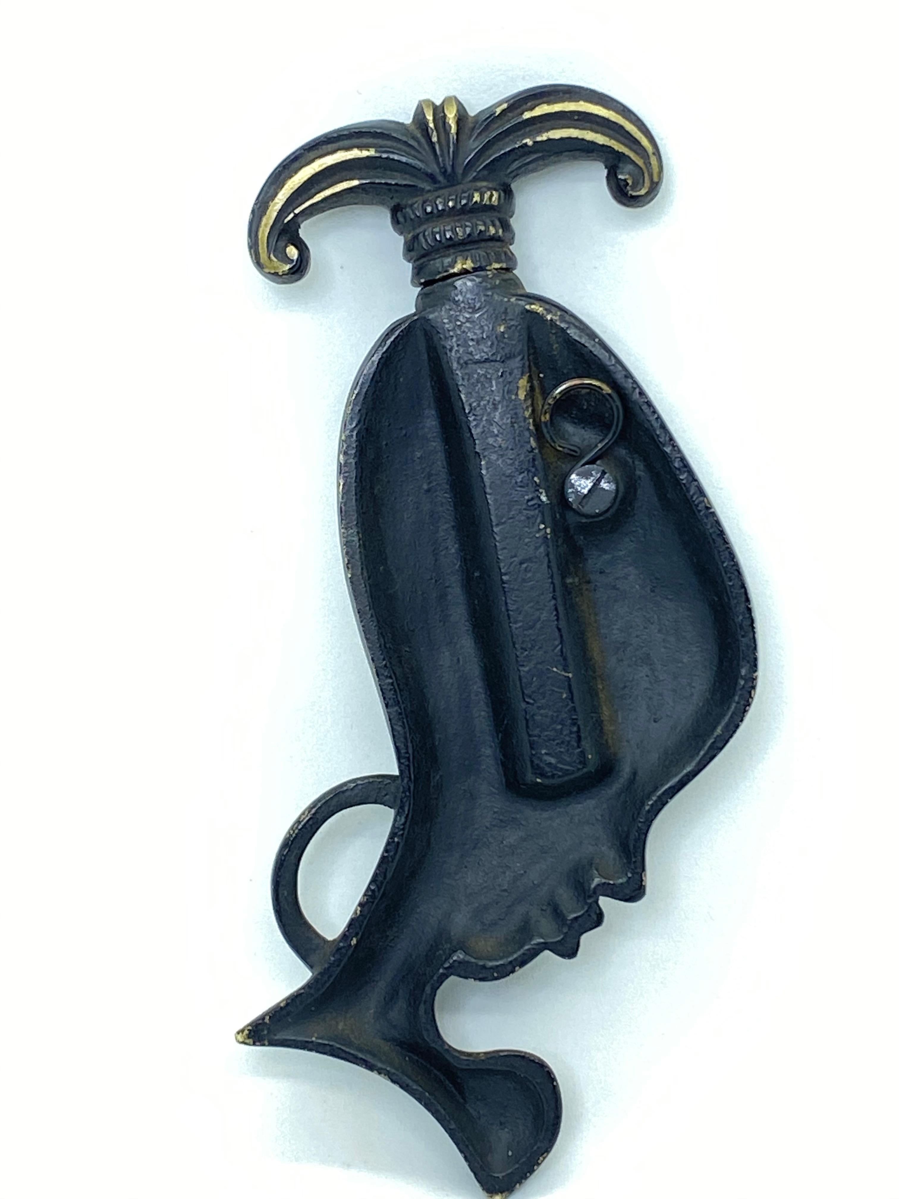 Mid-20th Century African Woman Head Corkscrew Wall Sculpture Vienna, Austria, 1950s, Midcentury