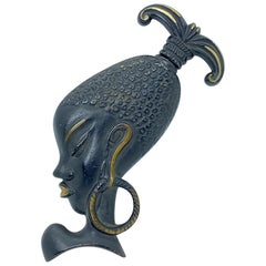 African Woman Head Corkscrew Wall Sculpture Vienna, Austria, 1950s, Midcentury